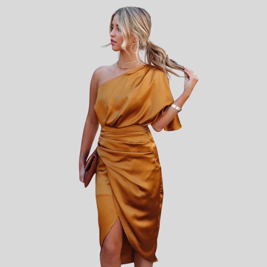 Maj | Satiniert Kleid mit einem Schulterband
