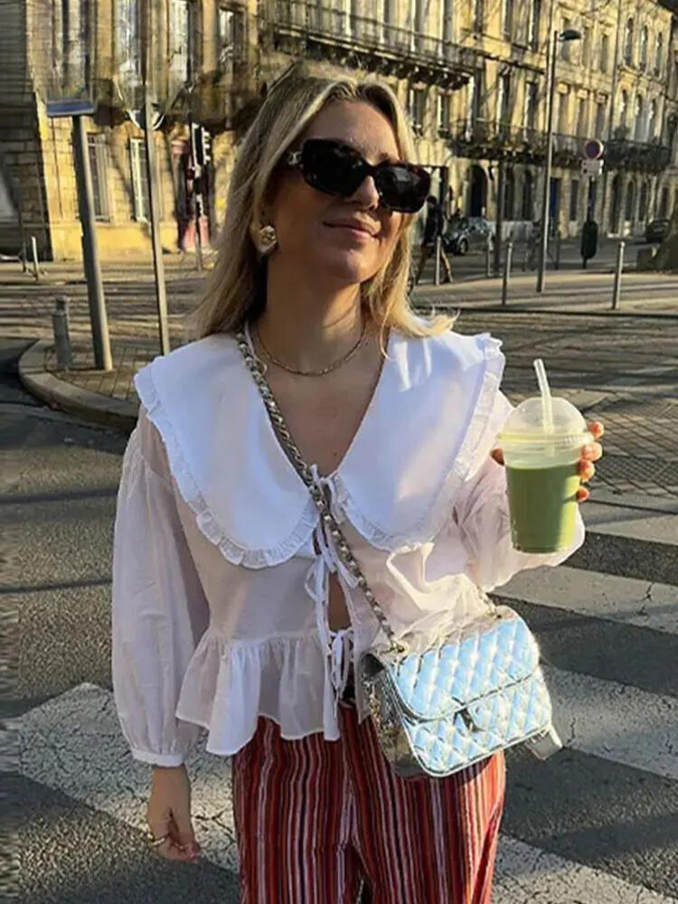 Maurra | Schicke süße spitzenbluse mit schnürung