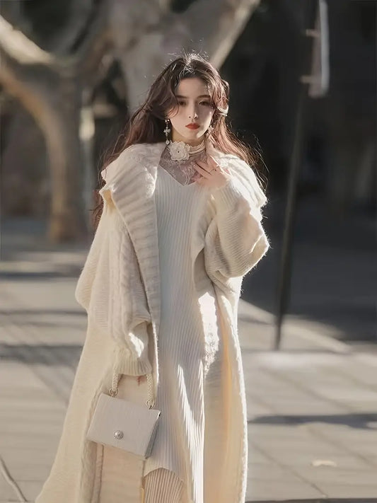Schi | Modische Damen-Strickjacke mit Reverskragen – Weiches Polyester