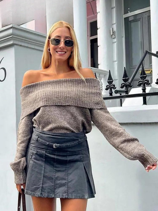 Ulyne | Modischer pullover mit schulterfreiem schnitt