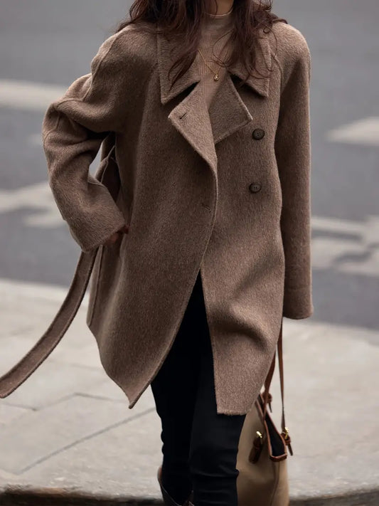 Wolie | Eleganter Wollmantel für Damen – Französischer Stil, Gürtel