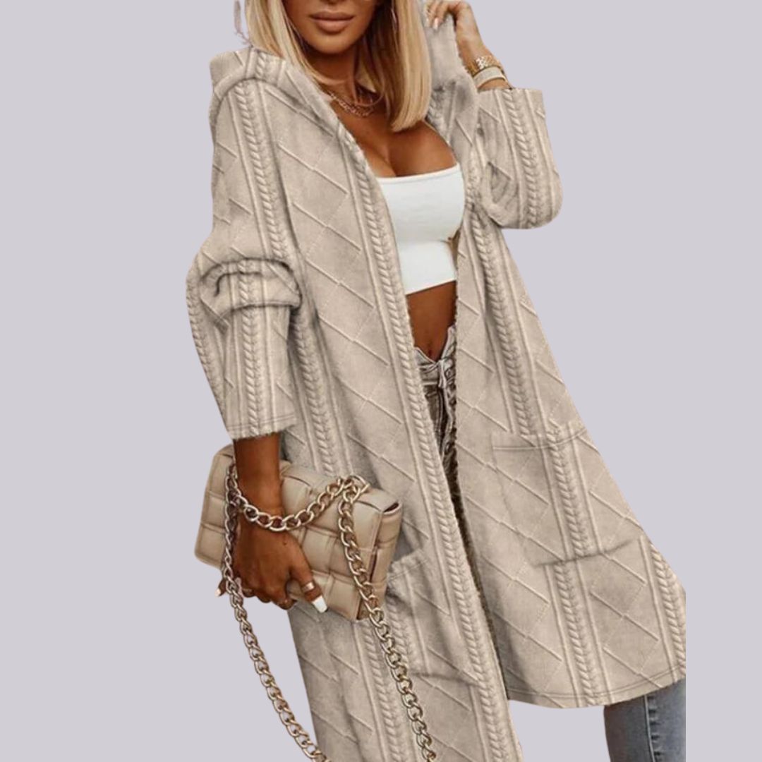 Uxue | Langer Cardigan mit Kapuze