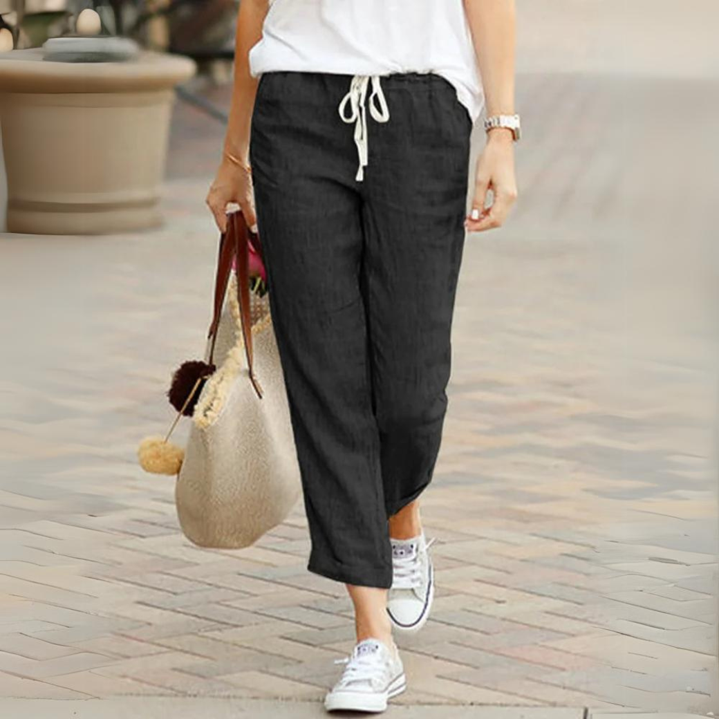 Zaira | Elegante Baumwoll-Leinen-Hose für Damen mit Elastischem Bund