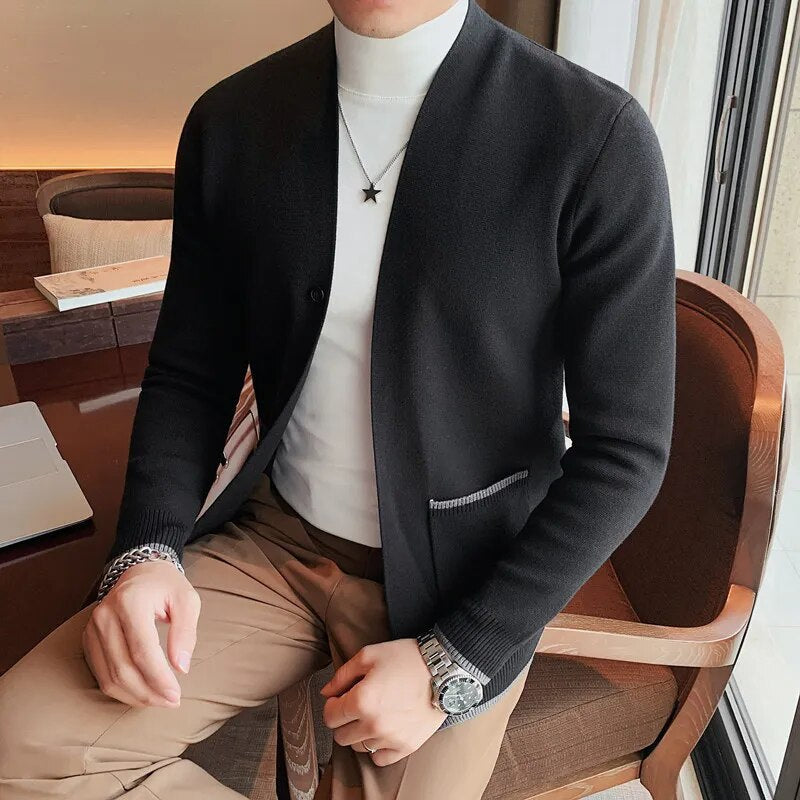 Uldis | Casual Strick-Cardigan im Blazer-Stil mit Rippbündchen