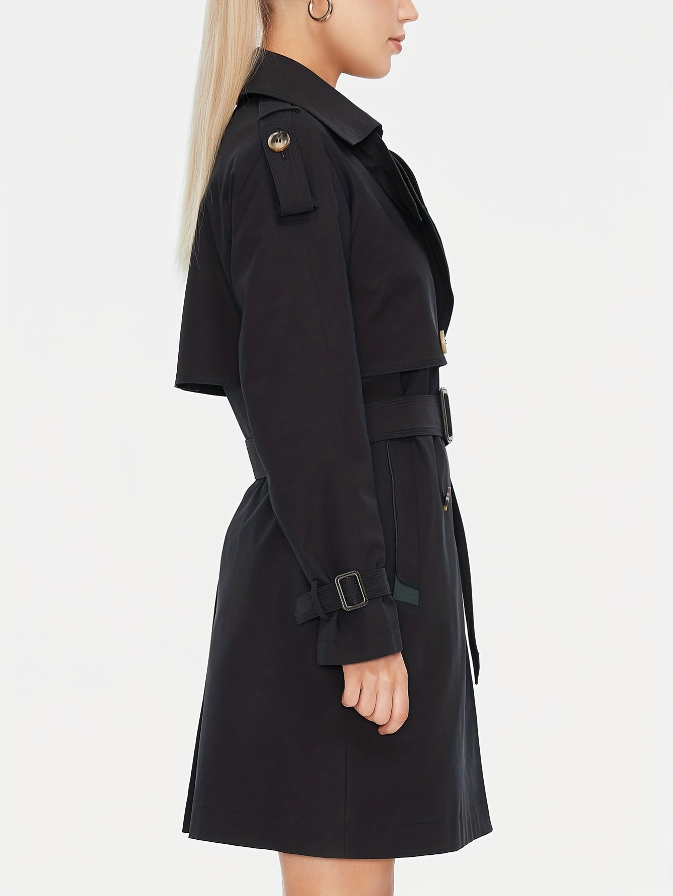 Gracii | Doppelreihiger Damen-Trenchcoat mit verstellbarem Gürtel und Epauletten