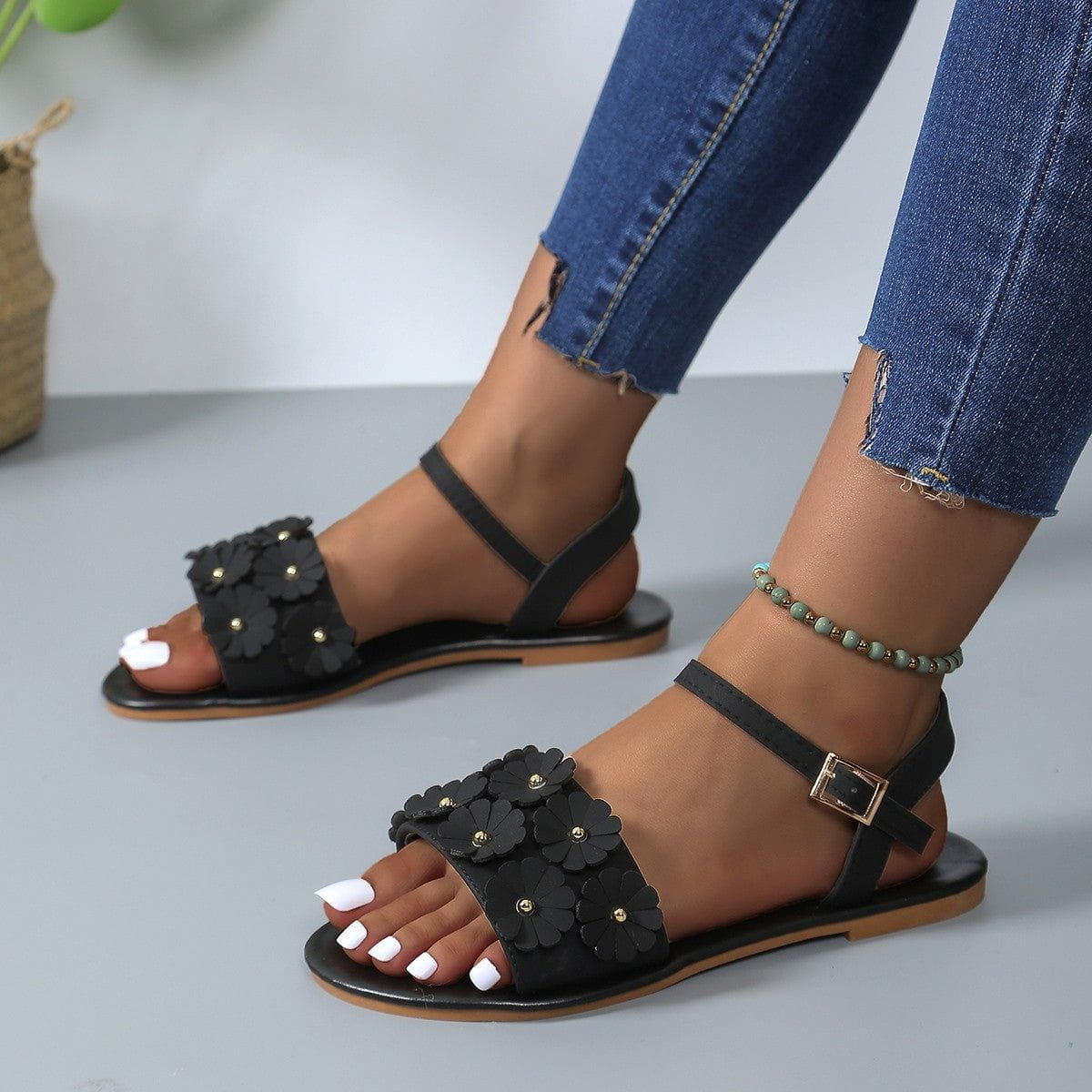 Evelina | Casual Retro Blumen Sandalen