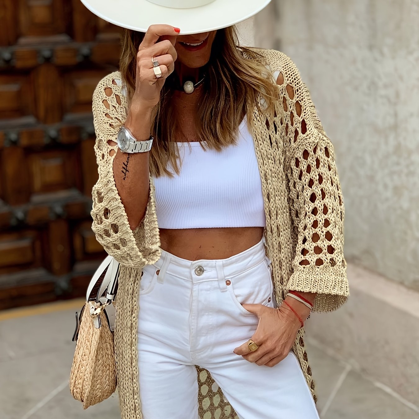 Queenzel - Gehäkelte Strickjacke