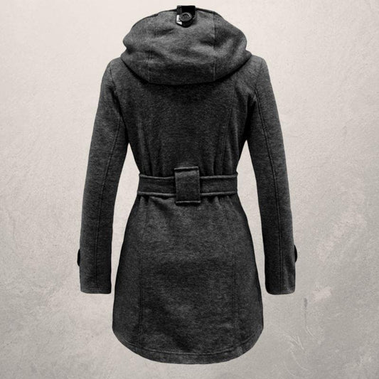 Kcie | Schicke Winterjacke mit Gürtel und Kapuze für Frauen