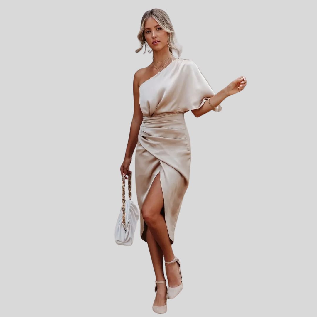 Maj | Satiniert Kleid mit einem Schulterband