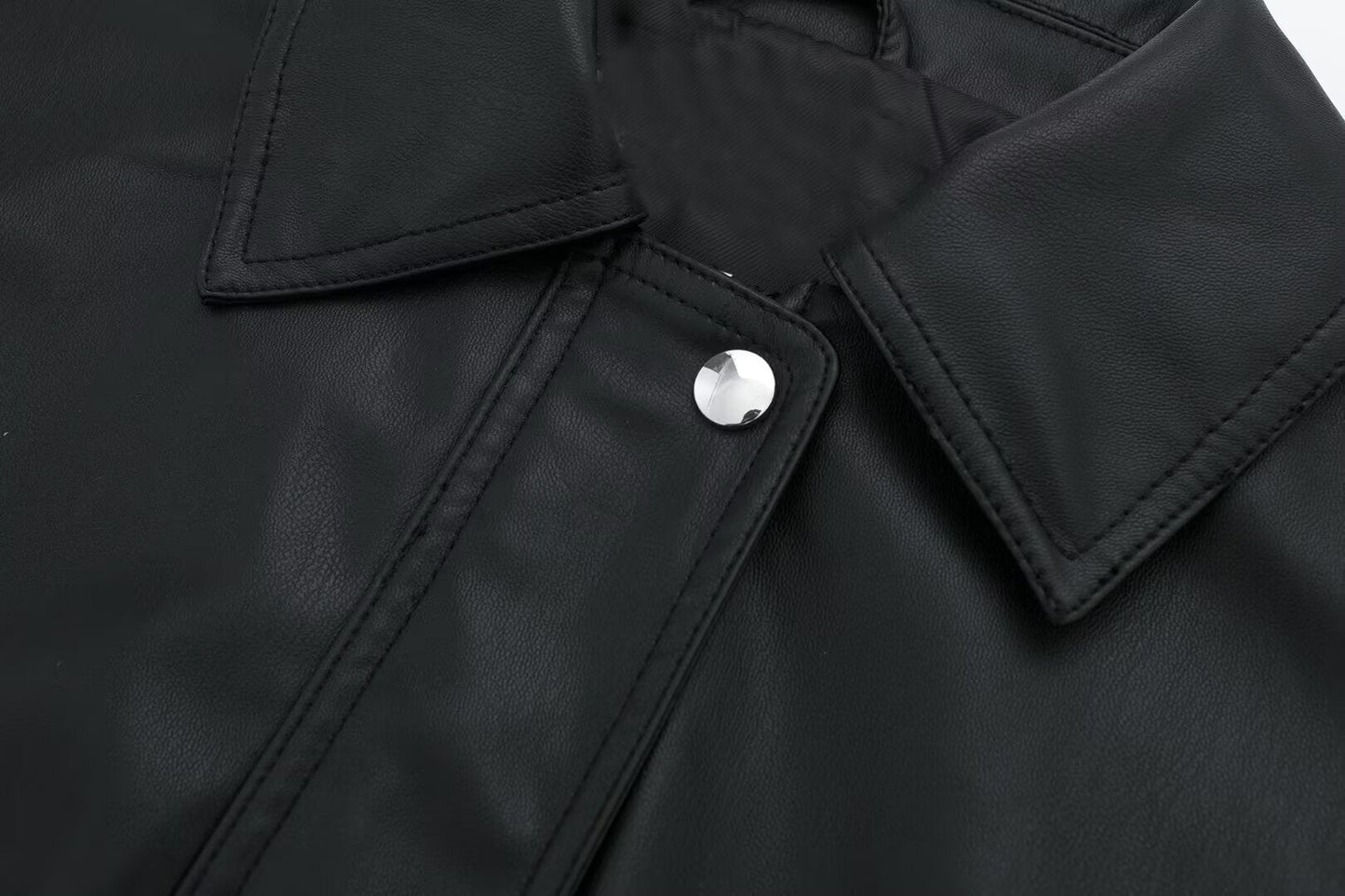 Zunia | Damen-Bomberjacke aus Kunstleder mit Revers, locker geschnitten