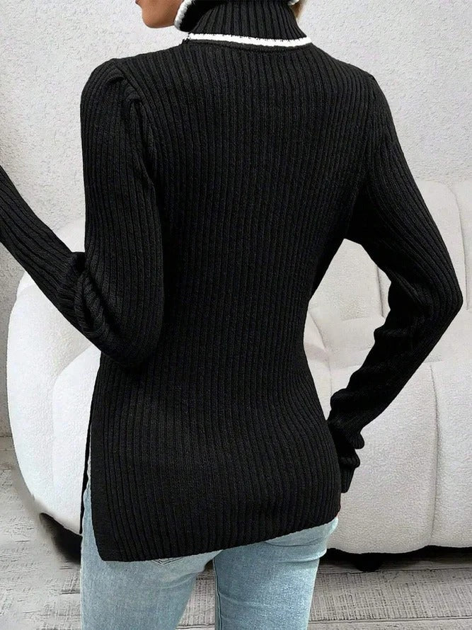 Baylen | Pullover mit Rollkragen in Schwarz und Weiß