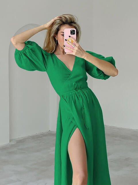 Valencia | Schößchen Ballonärmel Gebundenes Kleid