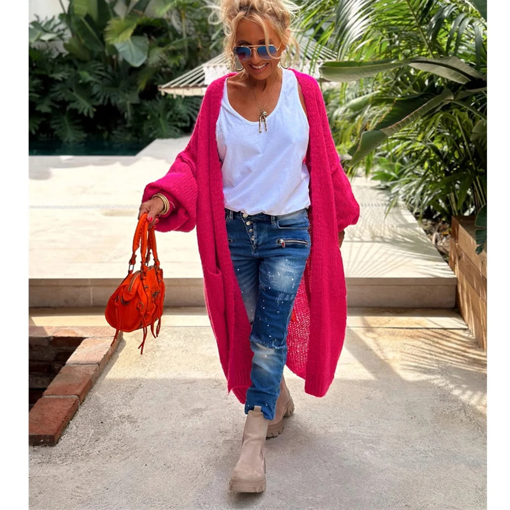 Peacy | Langer Cardigan für Damen mit Love & Peace Print