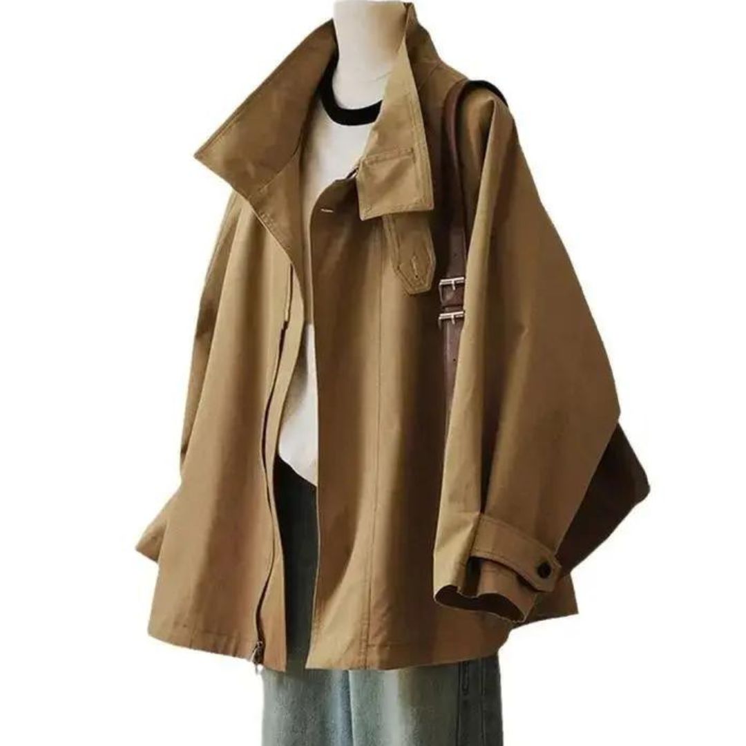 Unai | Strukturierter Trenchcoat mit asymmetrischem Reißverschluss