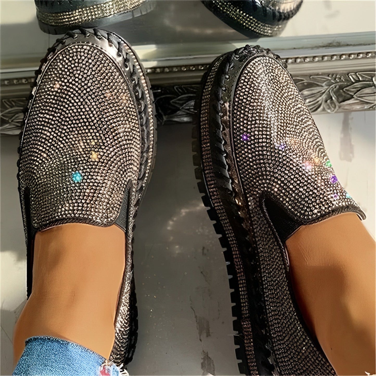 Shiane | Glitzernde Diamant-Loafer