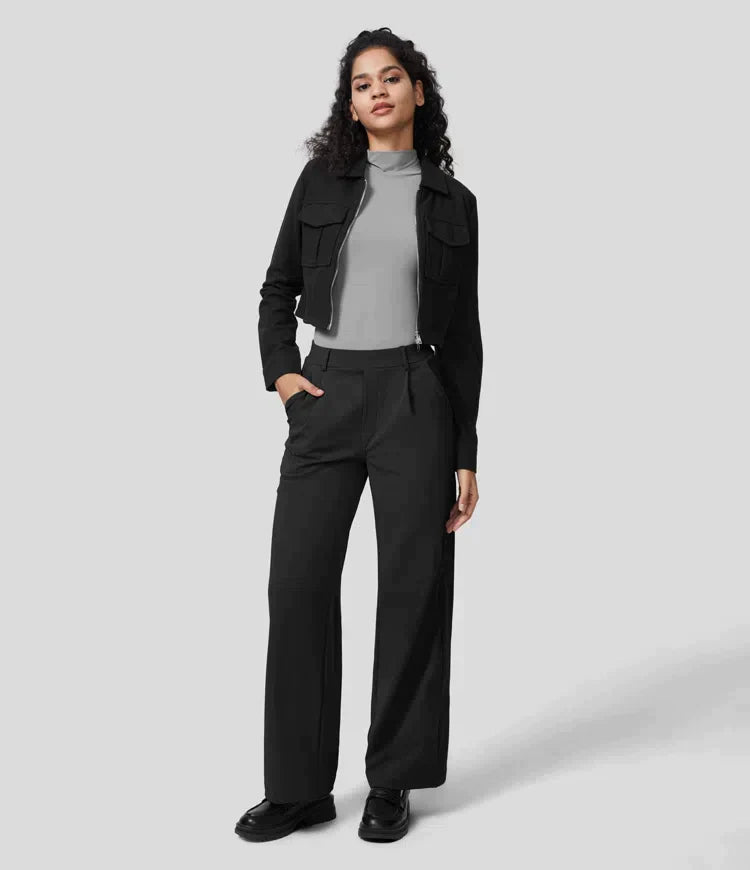 Sauzy | Hochtaillierte Stretch-Hose mit geradem Bein