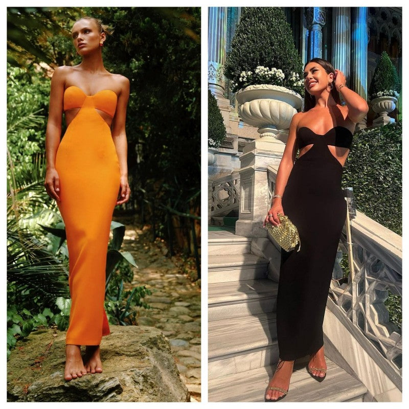 Cybelle | Off-the-shoulder Tube Top Schlankheitskur hohl Elegantes Langes Kleid