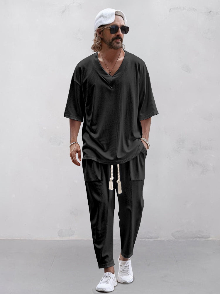 Louie | Weiße 3/4-Mouw-Hose mit Kordel