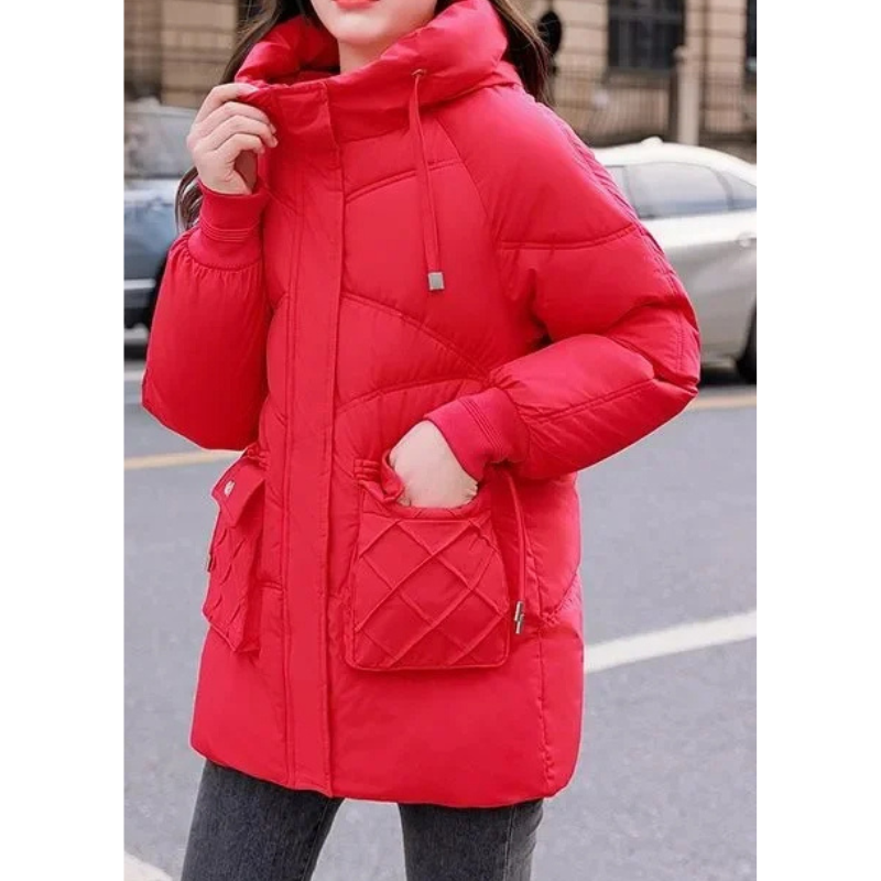 Vanile | Wintermantel für Damen mit Steppdesign, Abnehmbarer Kapuze und Taschen mit Klappen