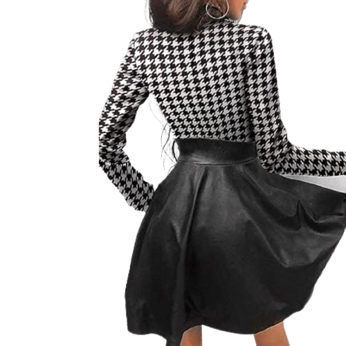 Uerika | Gedurftes Mini-Jurk aus Kunstleder mit Spitzen-Einsatz