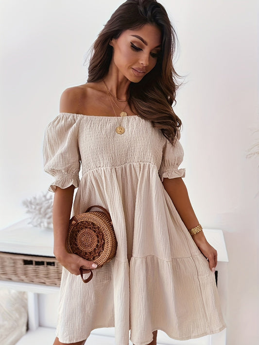 Gwend | Beiges Off-Shoulder Kleid