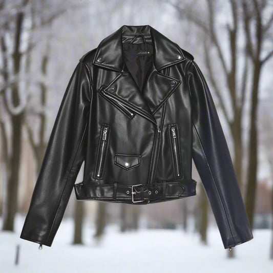 Ulene | Schmal geschnittene Lederjacke mit Taillengürtel