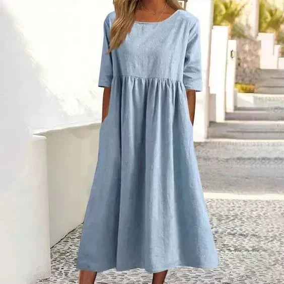 Florencia - Elegantes Kleid Aus Leinen und Baumwolle