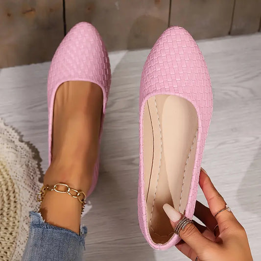 Oriana | Einfache geflochtene Detail spitzen Zehen Flatten