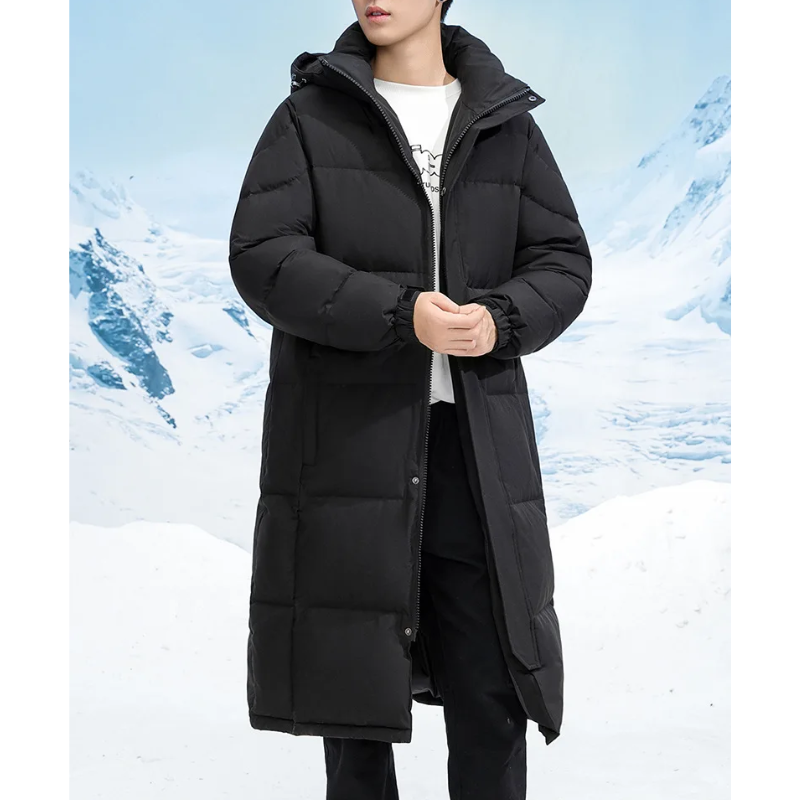 Hadrien | Langer Herrenmantel, leicht, winddicht und wattiert, mit Kapuze