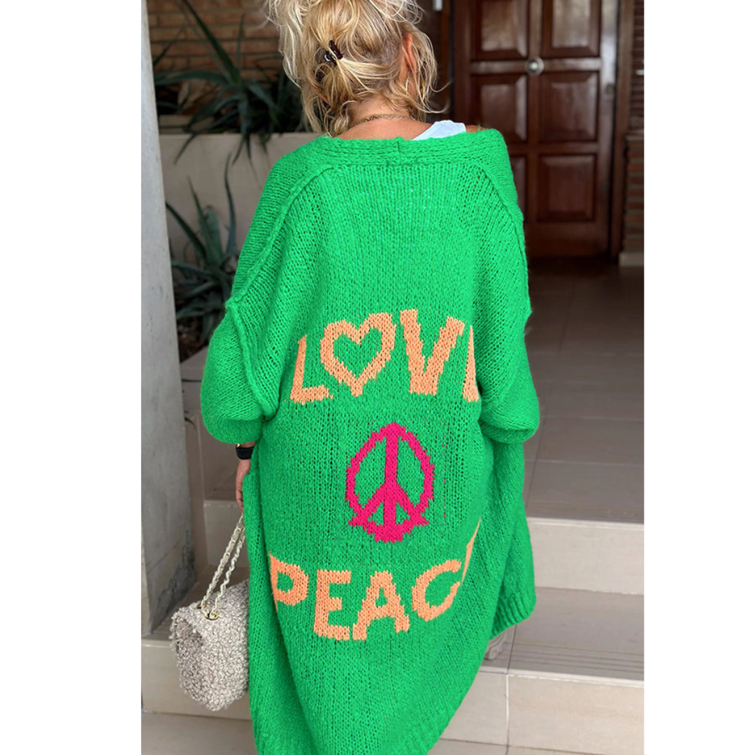 Peacy | Langer Cardigan für Damen mit Love & Peace Print