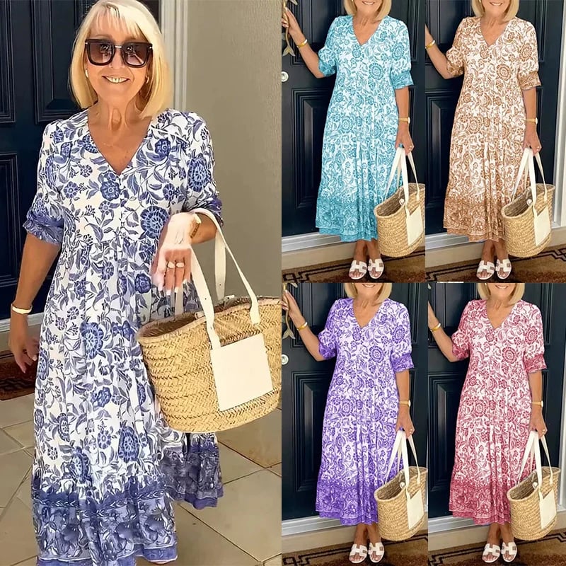 Marcelli | Bohème-Kleid mit V-Ausschnitt