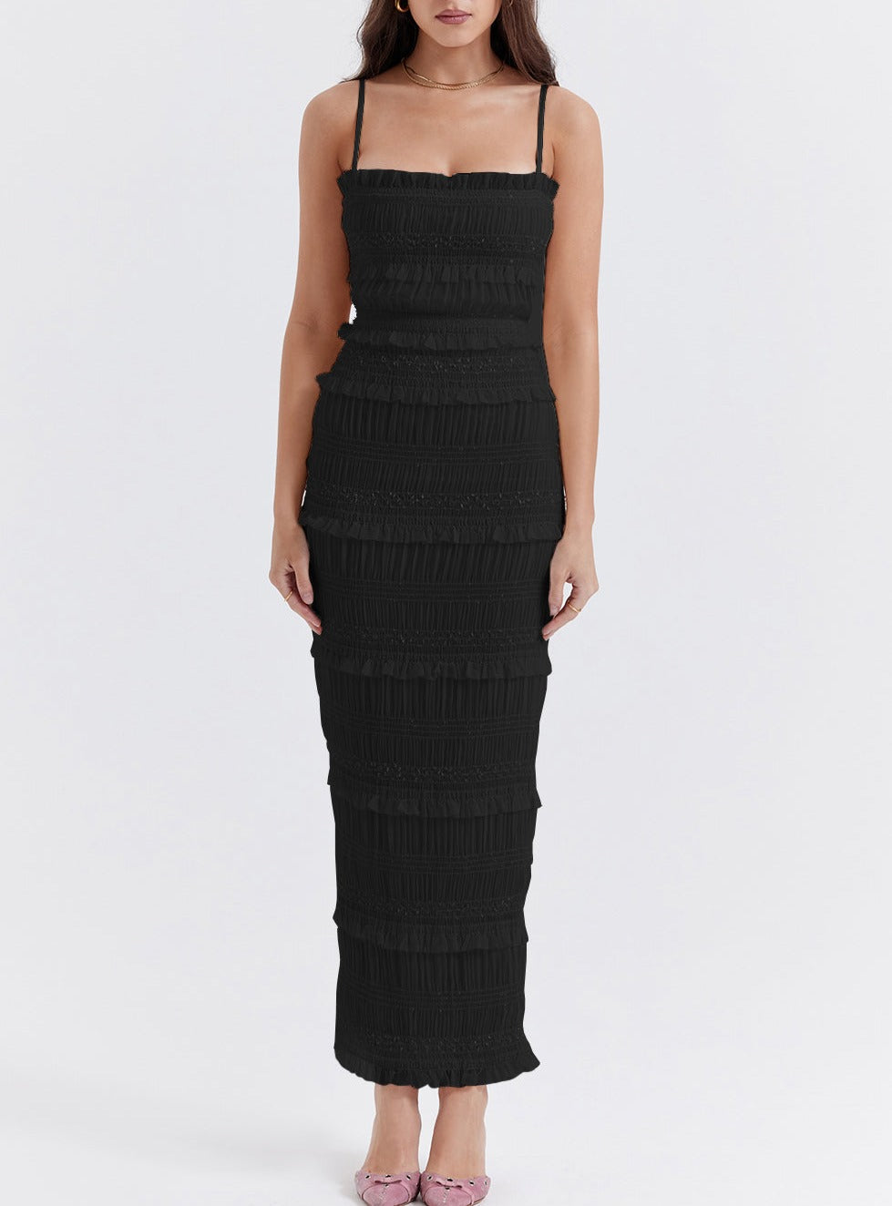 Serenia | Maxikleid mit Reißverschluss und Rüschen