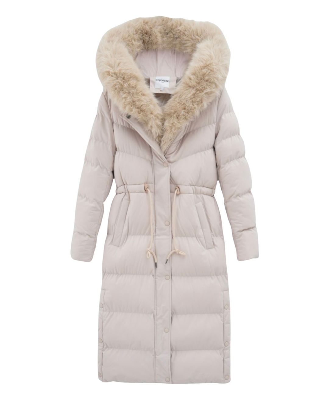 Damen Wintermantel | Lange Steppjacke | Warm Gefüttert | Kapuze mit Imitationsfell