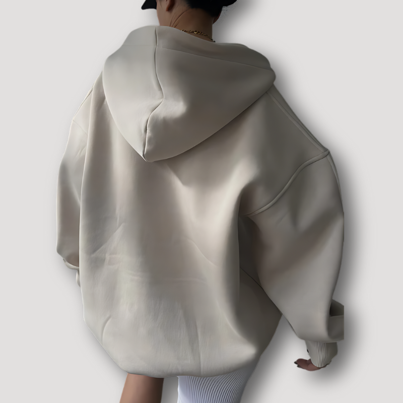 Kellen | Sauber Minimalistischer Oversized Beige Pullover Hoodie
