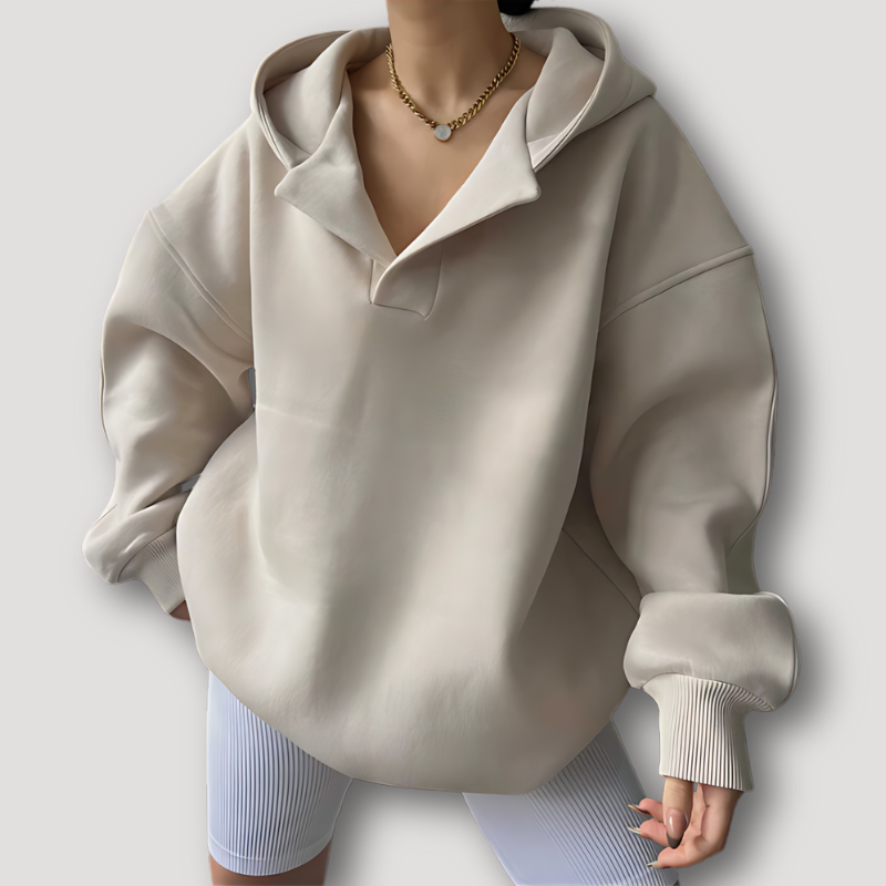 Kellen | Sauber Minimalistischer Oversized Beige Pullover Hoodie