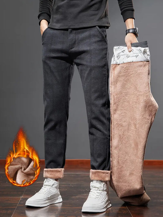 Manhose | Slim-Fit Winterhose – Fleecegefüttert, Stretch, Baumwolle-Polyester