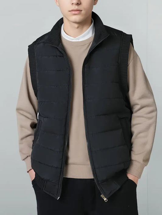 Loui | Herren Olivegrüne Fleece-Weste – Casual & Stylisch, Mit Stehkragen