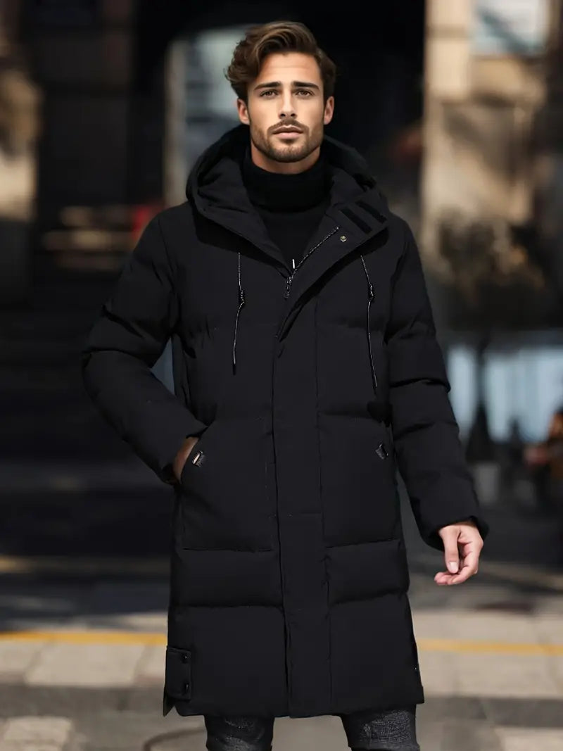 Elein | Herren Langarm-Winterjacke, lässig, einfarbig, mit Kapuze