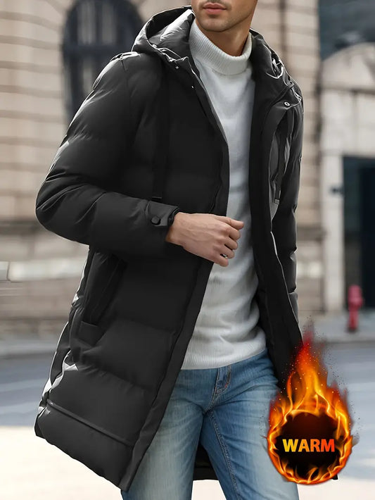 Yiena | Herren-Winter-Thermo-Kapuzenjacke – Winddichter, warm wattierter Mantel