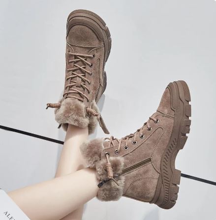 Iphigie | Winterstiefel für Damen mit Fleece-Futter, Schnürung und seitlichem Reißverschluss