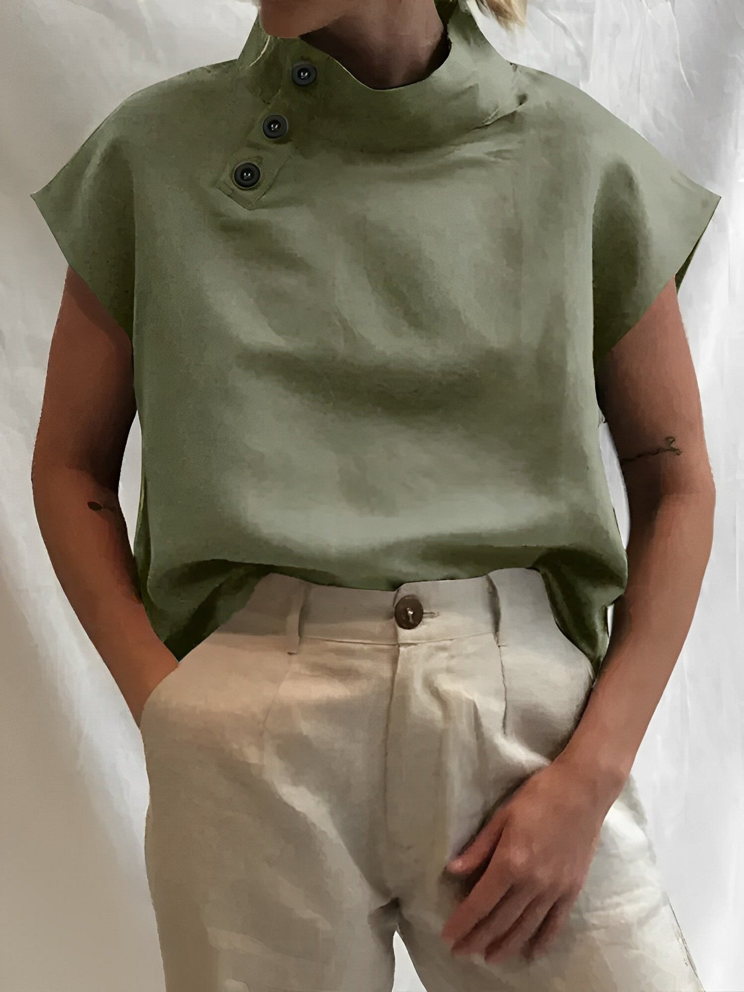 Xyra | Elegante Baumwoll-Leinen-Bluse