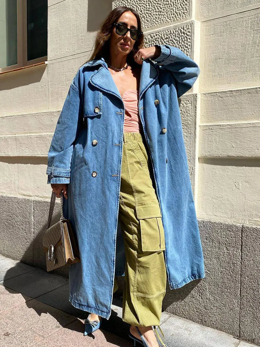 Claduina | Gemütlicher und warmer Denim-Trenchcoat