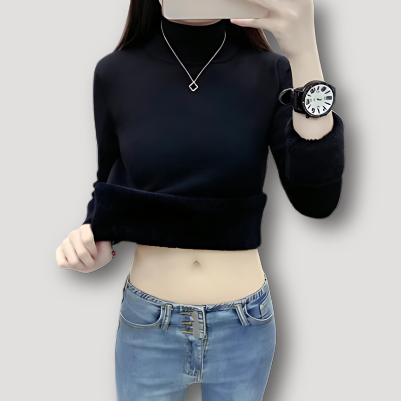 Kym | Gestrickt Furry Plüsch Turtleneck Form-Fitting Pullover