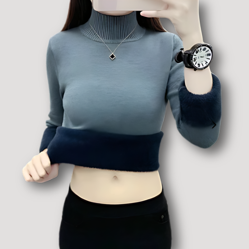 Kym | Gestrickt Furry Plüsch Turtleneck Form-Fitting Pullover