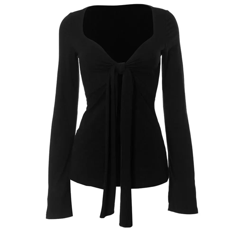 Xen | Elegante Vorderknoten V-Ausschnitt Bluse