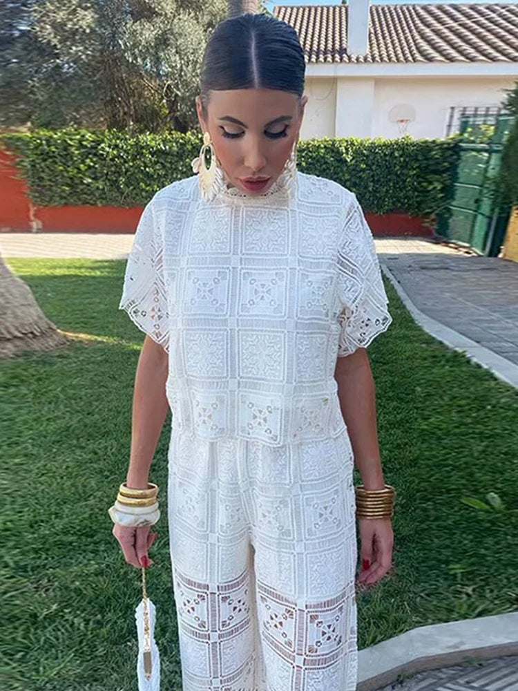 Priya | Elegante Spitzentop-Hosen-Sets