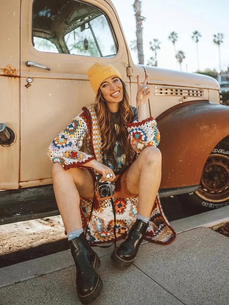 Liunce | Bohème Häkel-Strickjacke