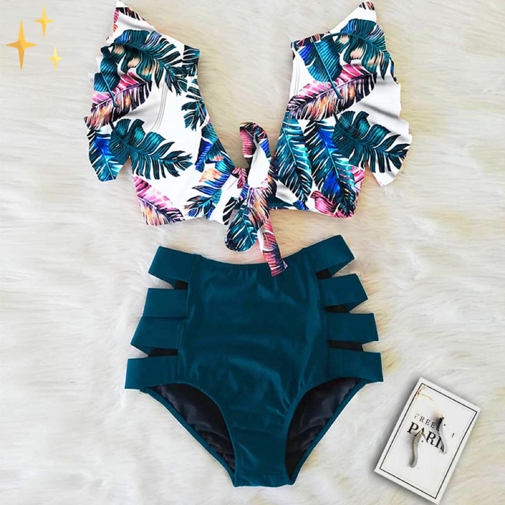 Wendoly | Florales Rüschen-Bikini-Set