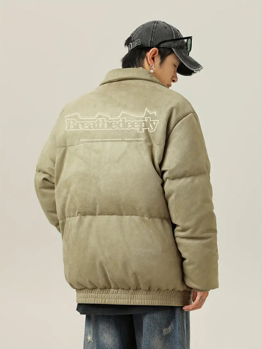 Isoe | Isolierte Herren-Varsity-Jacke - Lässiger Mantel mit Stehkragen aus Wildleder und Baumwolle