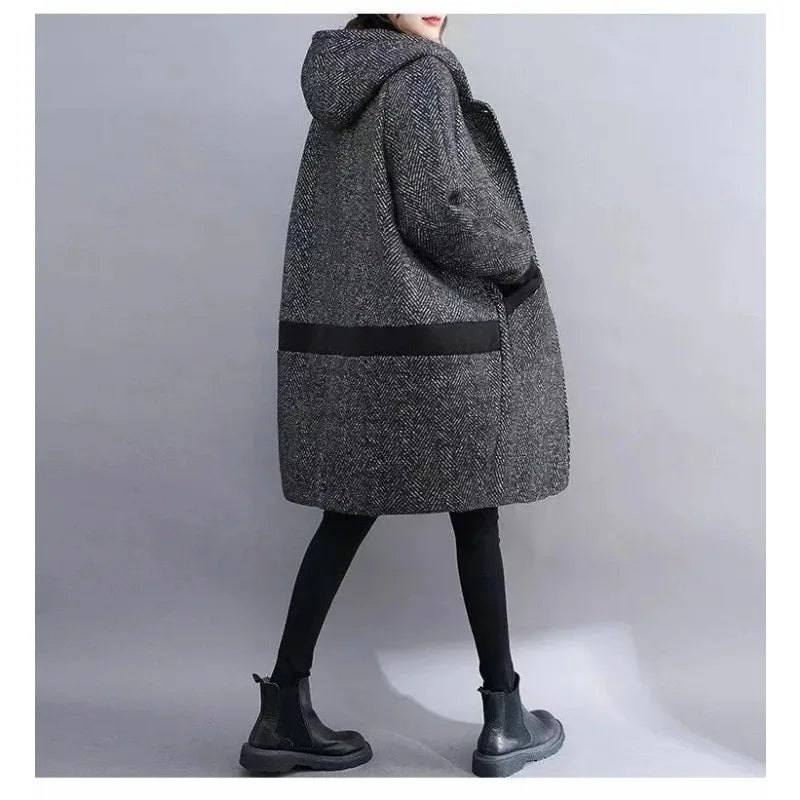 Yaraj | Warmer Vintage-Mantel mit Kapuze für Damen